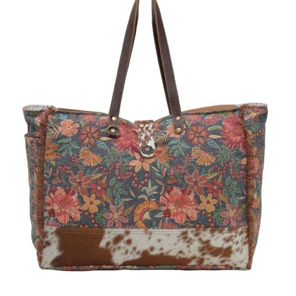 Myra Bag Fyole Canvas & Hairon Weekender Bag - Picture 4 of 10